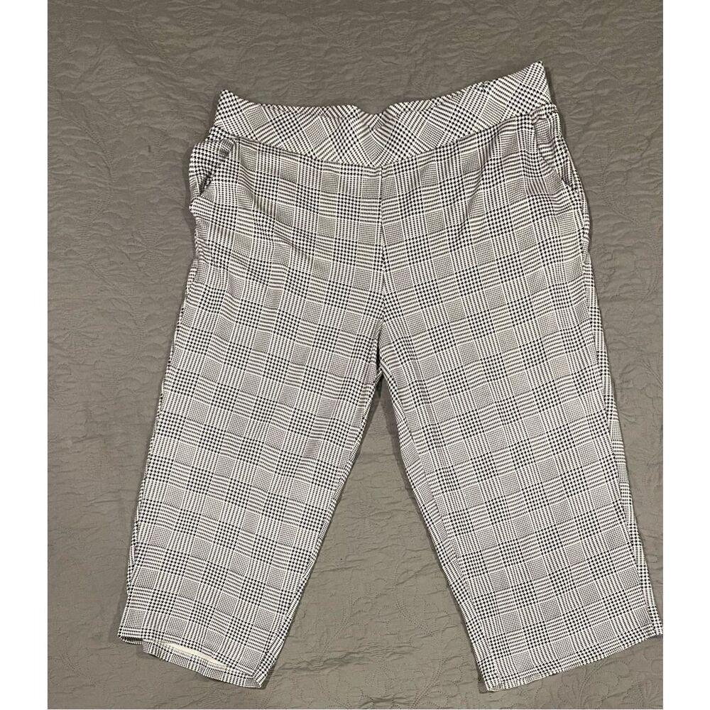 Torrid Black & White Plaid Herringbone Ponte Culotte Capri Dress Casual Pant 2X